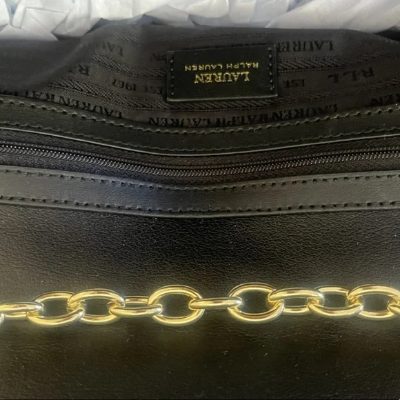 Ralph Lauren monogram bag with chain gold monogram logo hardware NWT